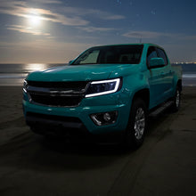Ronnin - Se adapta a Chevy Colorado 2015-2022 Luces direccionales secuenciales de tubo LED con interruptor + Conjunto de faros delanteros con proyector de efecto de inicio animado Par | Negro Ahumado