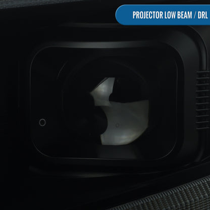 Ronnin - Se adapta a Chevy Colorado 2015-2022 Luces direccionales secuenciales de tubo LED con interruptor + Conjunto de faros delanteros con proyector de efecto de inicio animado Par | Negro Ahumado