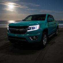 Ronnin - Se adapta a Chevy Colorado 2015-2022 Luces direccionales secuenciales de tubo LED Switchback + Par de ensamblajes de faros proyectores con efecto de inicio animado | Cromado