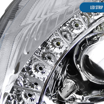 Ronnin - Compatible con Cadillac CTS 2008-2014, faros delanteros con proyector de halógeno y luz LED de repuesto mejorada, par | Cromo