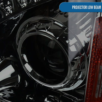 Ronnin - Compatible con Cadillac CTS 2008-2014, faros delanteros con proyector de halógeno y luz LED mejorada (par) | Ahumado