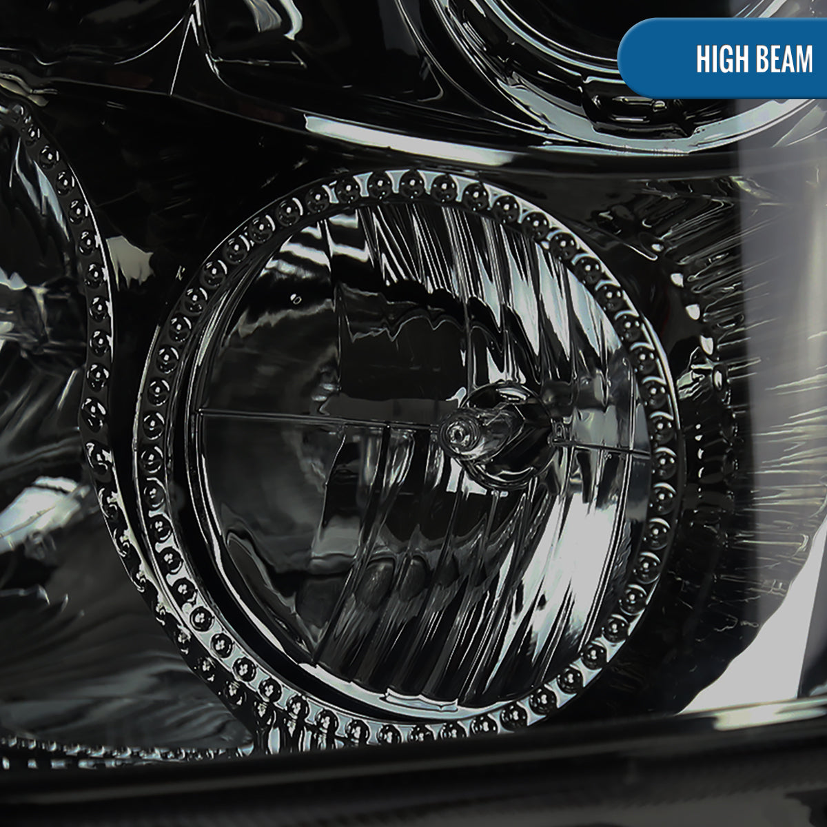 Ronnin - Compatible con Cadillac CTS 2008-2014, faros delanteros con proyector de halógeno y luz LED mejorada (par) | Ahumado