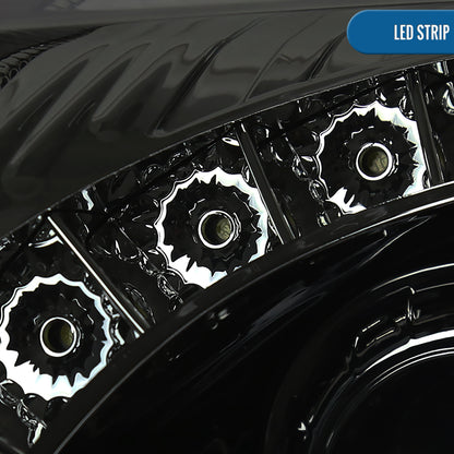 Ronnin - Compatible con Cadillac CTS 2008-2014, faros delanteros con proyector de halógeno y luz LED mejorada (par) | Ahumado