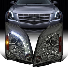 Ronnin - Fits 2008-2014 Cadillac CTS Upgraded Replacement LED Light Halogen Projector Headlights Assembly Pair | Smoke