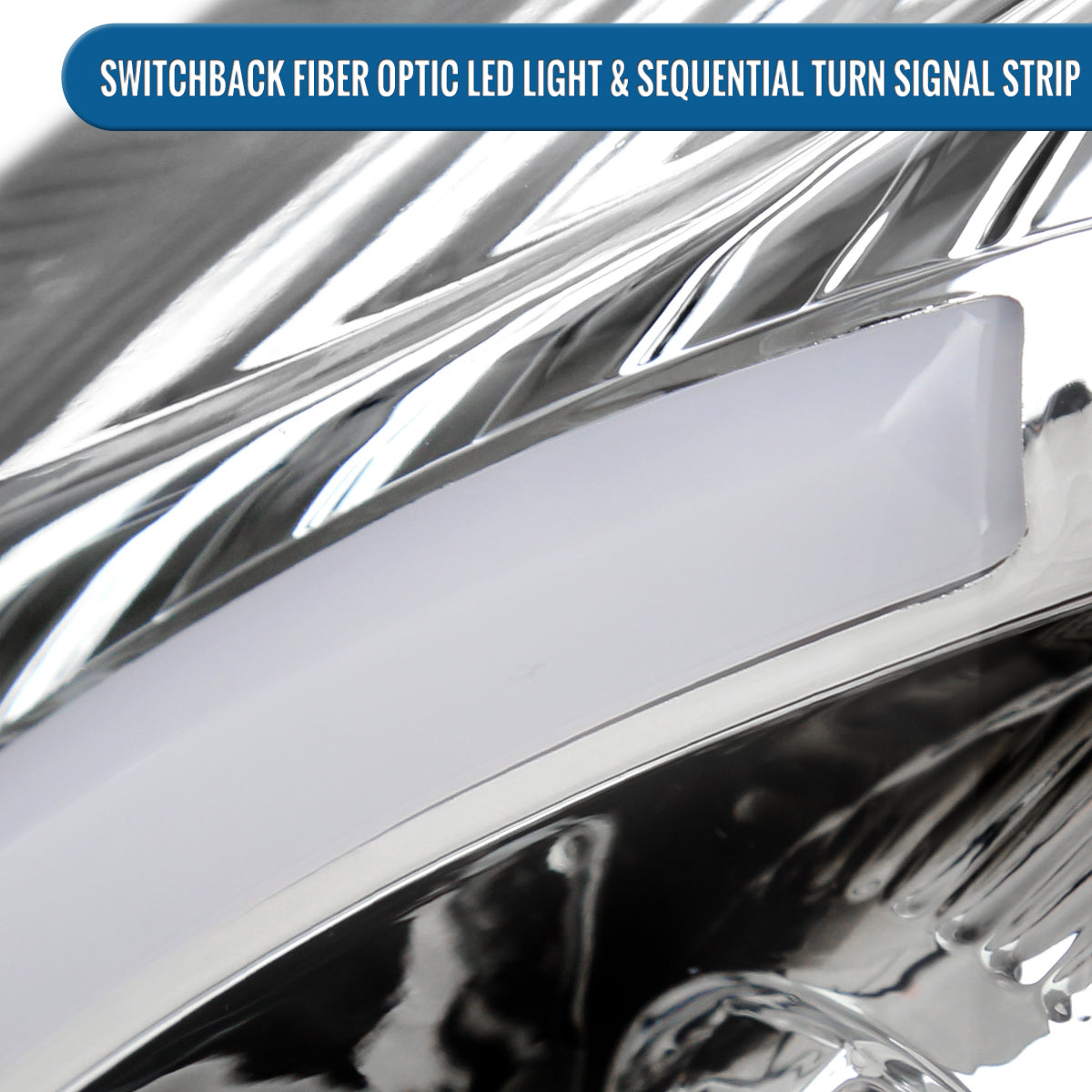 Ronnin - Fits 2008-2014 Cadillac CTS Upgraded Replacement LED Tube Switchback Sequential Turn Signal Halogen Projector Headlights Assembly Pair | Chrome