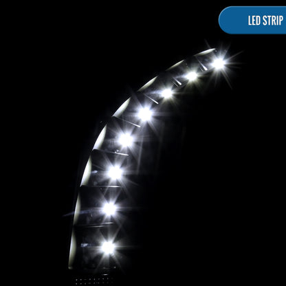 Ronnin - Se adapta a Cadillac CTS 2008-2014, par de faros delanteros con proyector de halógeno y luz LED de repuesto mejorada | Negro