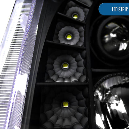 Ronnin - Se adapta a Cadillac CTS 2008-2014, par de faros delanteros con proyector de halógeno y luz LED de repuesto mejorada | Negro