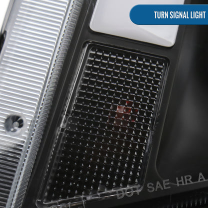 Ronnin - Fits 2008-2014 Cadillac CTS Upgraded Replacement LED Tube Switchback Sequential Turn Signal Halogen Projector Headlights Assembly Pair | Black