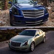Ronnin - Fits 2008-2014 Cadillac CTS Upgraded Replacement LED Light Halogen Projector Headlights Assembly Pair | Black Smoke