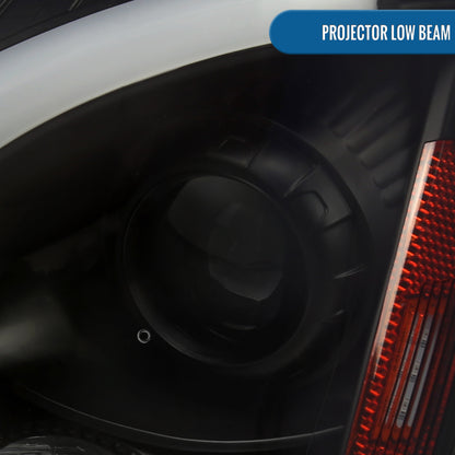 Ronnin - Fits 2008-2014 Cadillac CTS Upgraded Replacement LED Tube Switchback Sequential Turn Signal Halogen Projector Headlights Assembly Pair | Black Smoke