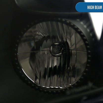 Ronnin - Fits 2008-2014 Cadillac CTS Upgraded Replacement LED Tube Switchback Sequential Turn Signal Halogen Projector Headlights Assembly Pair | Black Smoke