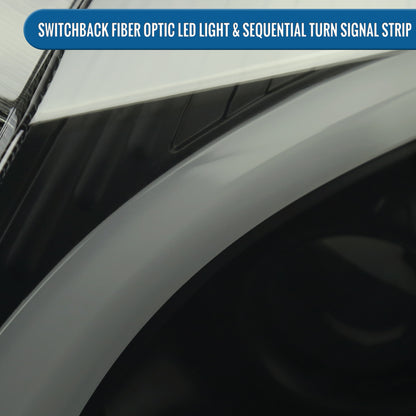 Ronnin - Fits 2008-2014 Cadillac CTS Upgraded Replacement LED Tube Switchback Sequential Turn Signal Halogen Projector Headlights Assembly Pair | Black Smoke