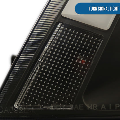 Ronnin - Fits 2008-2014 Cadillac CTS Upgraded Replacement LED Tube Switchback Sequential Turn Signal Halogen Projector Headlights Assembly Pair | Black Smoke