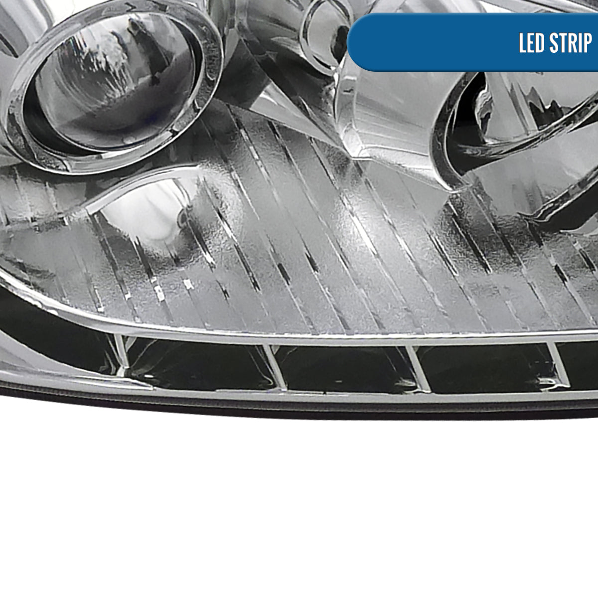 Ronnin - Fits 2004-2005 Honda Civic 2Dr 4Dr Sedan Coupe Upgraded LED Running Lights Projector Headlights Replacement Assembly Pair | Chrome