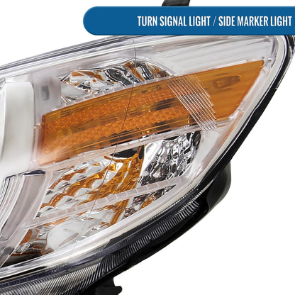 Ronnin - Fits 2004-2005 Honda Civic 2Dr 4Dr Sedan Coupe Upgraded LED Running Lights Projector Headlights Replacement Assembly Pair | Chrome