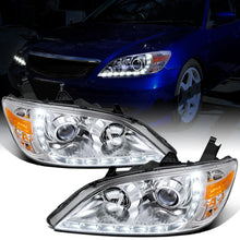 Ronnin - Fits 2004-2005 Honda Civic 2Dr 4Dr Sedan Coupe Upgraded LED Running Lights Projector Headlights Replacement Assembly Pair | Chrome