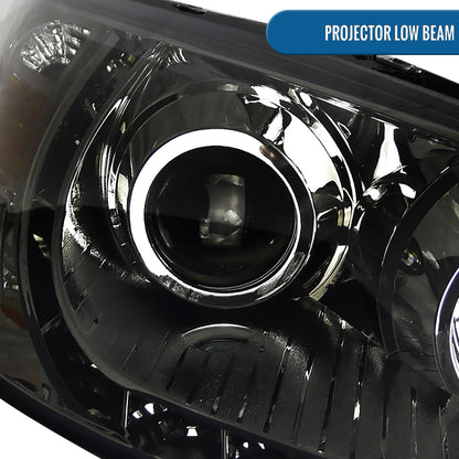 Ronnin - Fits 2004-2005 Honda Civic 2Dr 4Dr Sedan Coupe Upgraded LED Running Lights Projector Headlights Replacement Assembly Pair | Smoke