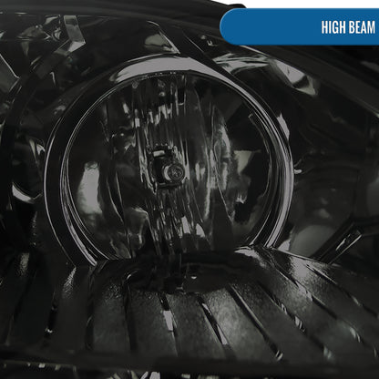 Ronnin - Fits 2004-2005 Honda Civic 2Dr 4Dr Sedan Coupe Upgraded LED Running Lights Projector Headlights Replacement Assembly Pair | Smoke