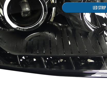 Ronnin - Fits 2004-2005 Honda Civic 2Dr 4Dr Sedan Coupe Upgraded LED Running Lights Projector Headlights Replacement Assembly Pair | Smoke