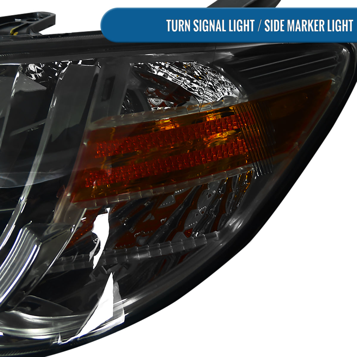 Ronnin - Fits 2004-2005 Honda Civic 2Dr 4Dr Sedan Coupe Upgraded LED Running Lights Projector Headlights Replacement Assembly Pair | Smoke