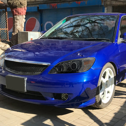 Ronnin - Fits 2004-2005 Honda Civic 2Dr 4Dr Sedan Coupe Upgraded LED Running Lights Projector Headlights Replacement Assembly Pair | Smoke