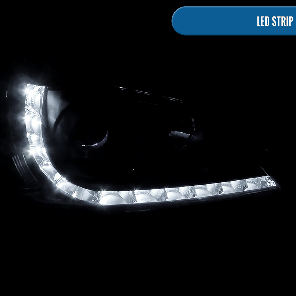 Ronnin - Fits 2004-2005 Honda Civic 2Dr 4Dr Sedan Coupe Upgraded LED Running Lights Projector Headlights Replacement Assembly Pair | Black