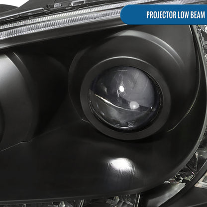 Ronnin - Fits 2004-2005 Honda Civic 2Dr 4Dr Sedan Coupe Upgraded LED Running Lights Projector Headlights Replacement Assembly Pair | Black