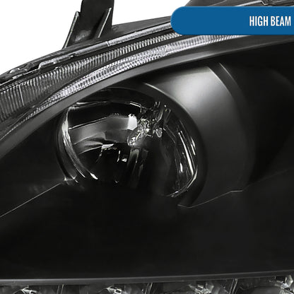 Ronnin - Fits 2004-2005 Honda Civic 2Dr 4Dr Sedan Coupe Upgraded LED Running Lights Projector Headlights Replacement Assembly Pair | Black