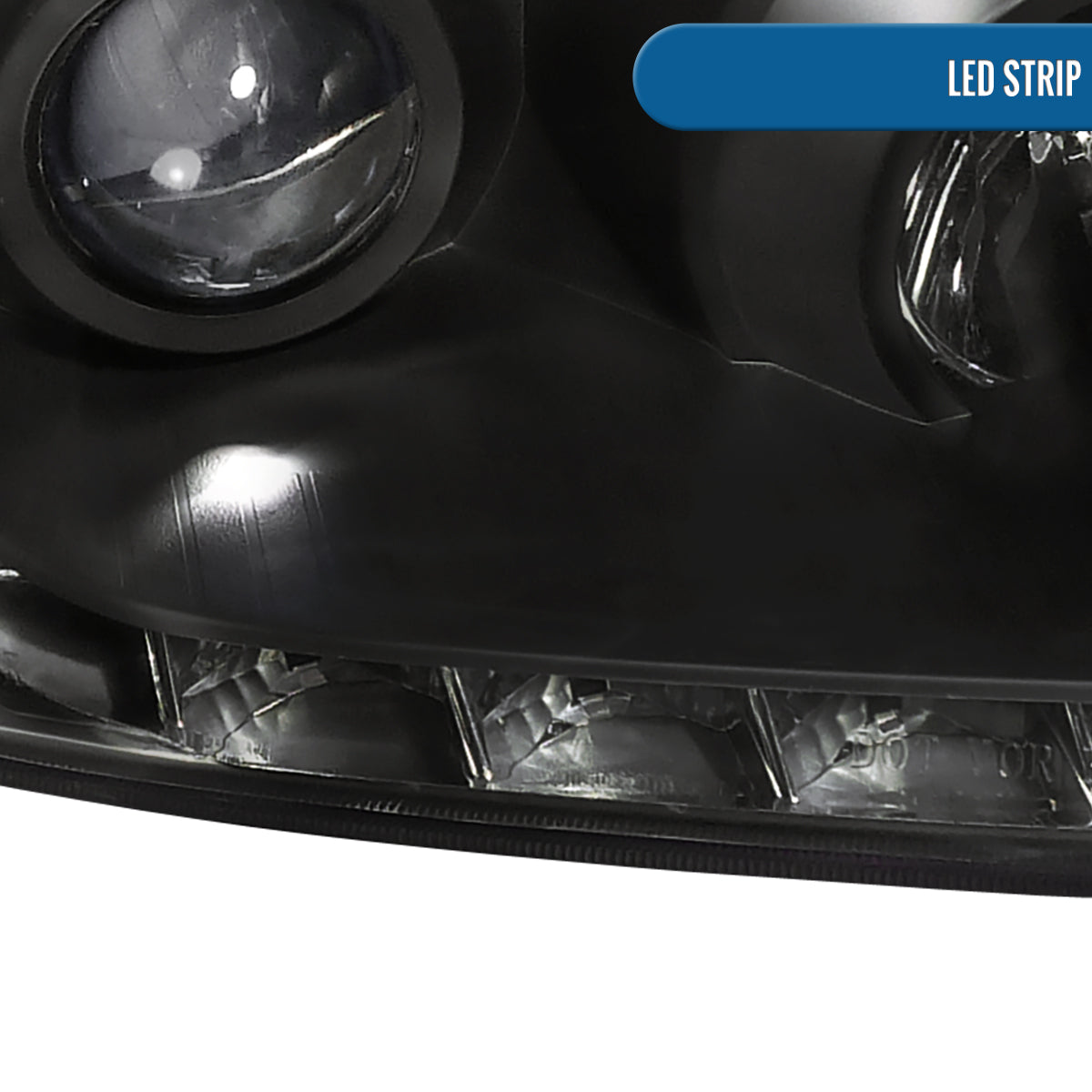 Ronnin - Fits 2004-2005 Honda Civic 2Dr 4Dr Sedan Coupe Upgraded LED Running Lights Projector Headlights Replacement Assembly Pair | Black