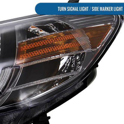 Ronnin - Fits 2004-2005 Honda Civic 2Dr 4Dr Sedan Coupe Upgraded LED Running Lights Projector Headlights Replacement Assembly Pair | Black