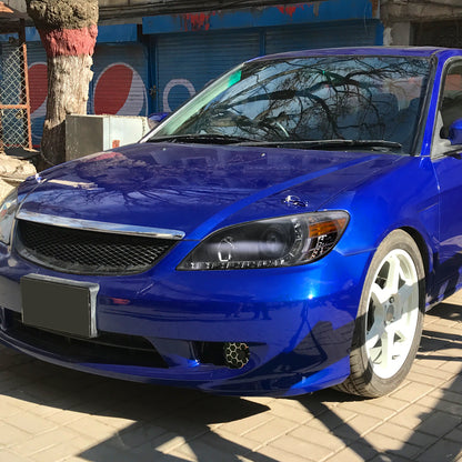 Ronnin - Fits 2004-2005 Honda Civic 2Dr 4Dr Sedan Coupe Upgraded LED Running Lights Projector Headlights Replacement Assembly Pair | Black