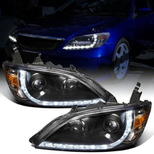 Ronnin - Fits 2004-2005 Honda Civic 2Dr 4Dr Sedan Coupe Upgraded LED Running Lights Projector Headlights Replacement Assembly Pair | Black