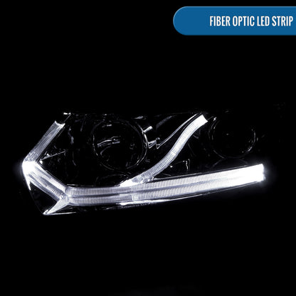 Ronnin - Faros delanteros con proyector LED y luces de circulación diurna para Honda Civic Coupé de 2 puertas 2006-2011, par | Cromo