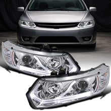 Ronnin - Faros delanteros con proyector LED y luces de circulación diurna para Honda Civic Coupé de 2 puertas 2006-2011, par | Cromo