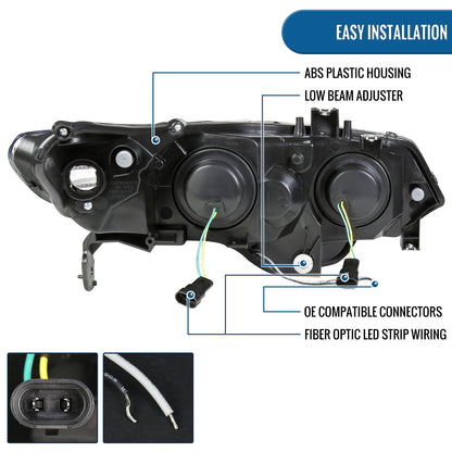 Ronnin - Faros delanteros con proyector LED de circulación diurna para Honda Civic Coupé de 2 puertas 2006-2011, par | Negro
