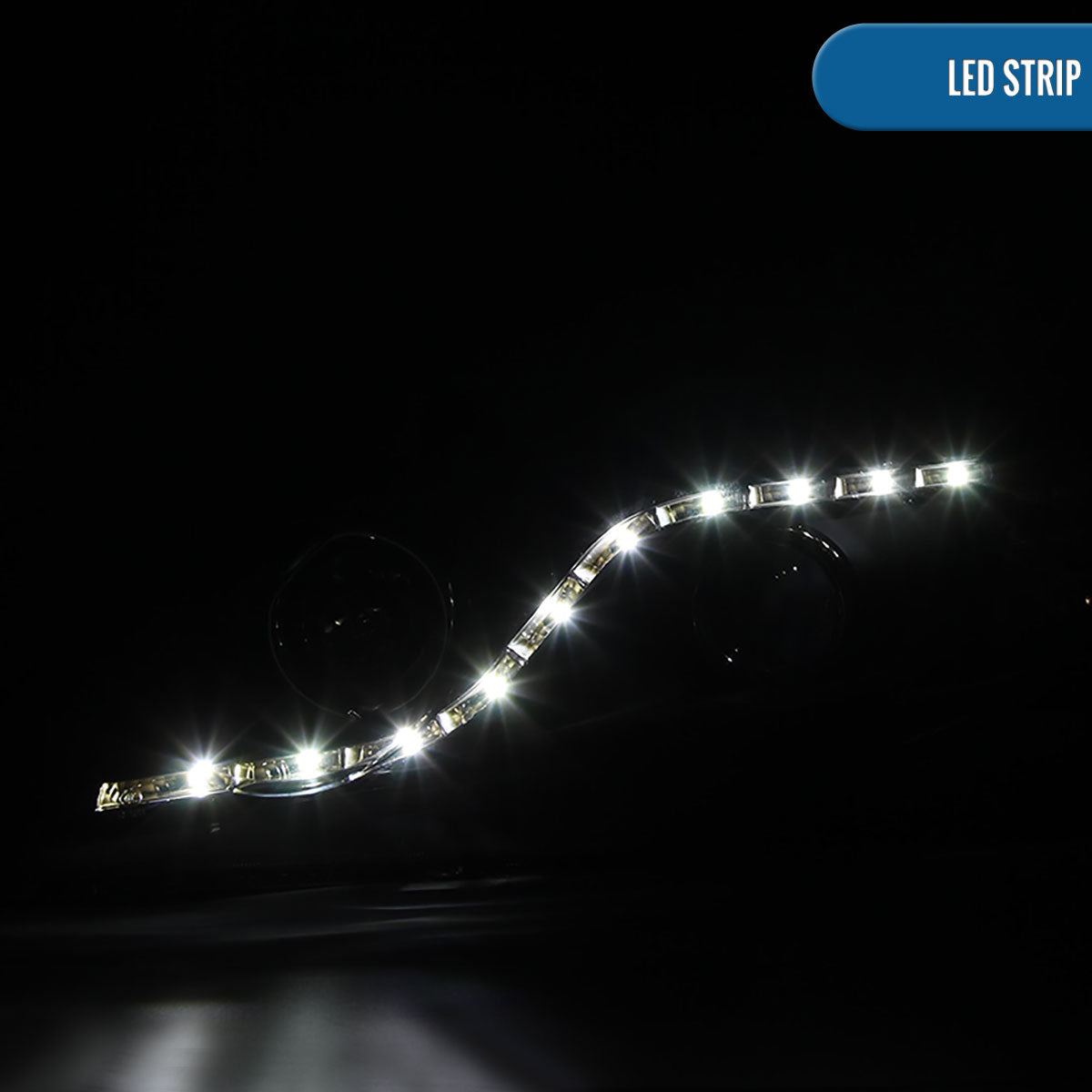 Ronnin - Se adapta a Honda Civic Sedan 4 puertas 2006-2011 Luces LED de circulación diurna Proyector de faros delanteros Par | Negro