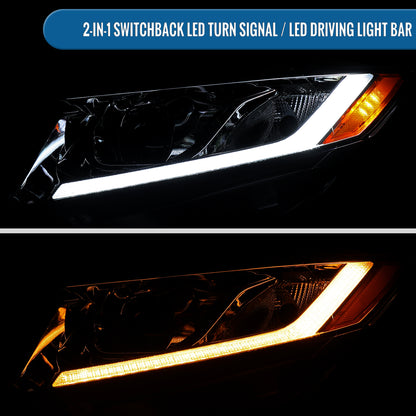 2012-2013 Honda Civic 2Dr 2012-2015 4Dr Projector Headlights LED Switchback Turn Signal Lights Assembly Pair | Chrome