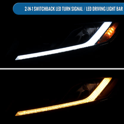 2012-2013 Honda Civic 2Dr 2012-2015 4Dr Projector Headlights LED Switchback Turn Signal Lights Assembly Pair | Black