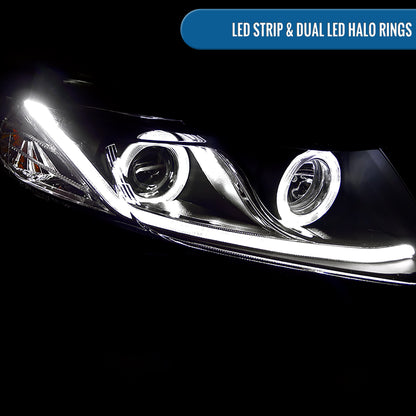 2012-2013 Honda Civic 2Dr Coupe 2012-2015 Honda Civic 4Dr Sedan LED Dual Rims Running Lights Projector Headlights Assembly Pair | Black