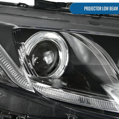 2012-2013 Honda Civic 2Dr Coupe 2012-2015 Honda Civic 4Dr Sedan LED Dual Rims Running Lights Projector Headlights Assembly Pair | Black