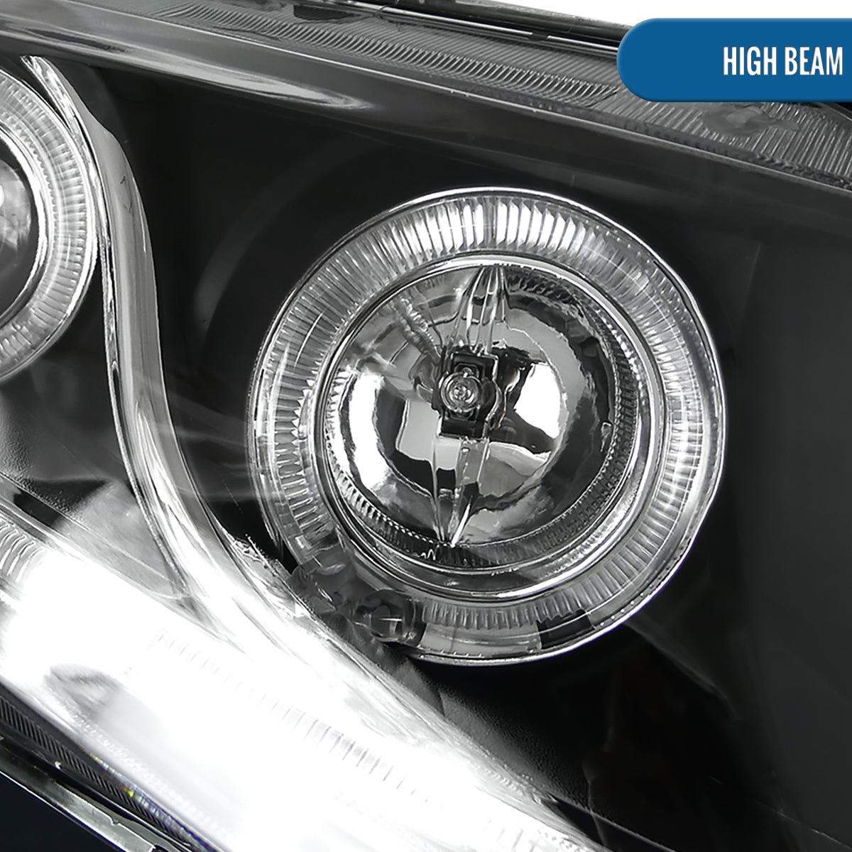 2012-2013 Honda Civic 2Dr Coupe 2012-2015 Honda Civic 4Dr Sedan LED Dual Rims Running Lights Projector Headlights Assembly Pair | Black