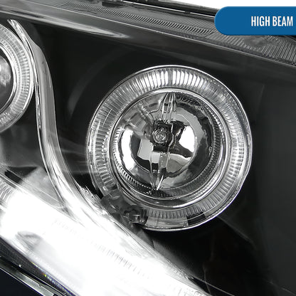2012-2013 Honda Civic 2Dr Coupe 2012-2015 Honda Civic 4Dr Sedan LED Dual Rims Running Lights Projector Headlights Assembly Pair | Black