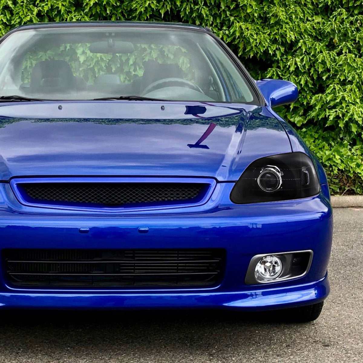 Ronnin - Compatible con Honda Civic 2 puertas Coupé 4 puertas Sedán 1999-2000 Proyector Faros delanteros Ensamblaje de reemplazo Par | Negro