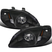 1999-2000 Honda Civic 2Dr Coupe 4Dr Sedan Projector Headlights Replacement Assembly Pair | Black