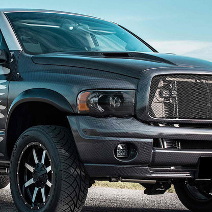 Ronnin - Compatible con Dodge Ram 1500 2500 3500 Pickup Truck 2002-2005 Par de faros proyectores de repuesto | Negro
