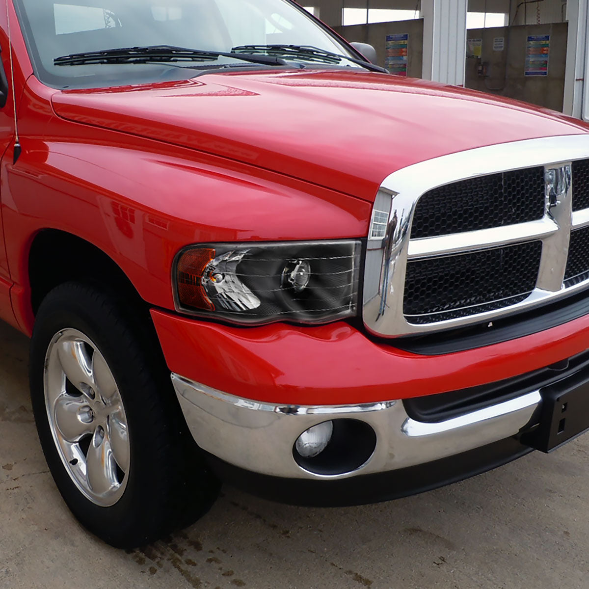 Ronnin - Compatible con Dodge Ram 1500 2500 3500 Pickup Truck 2002-2005 Par de faros proyectores de repuesto | Negro
