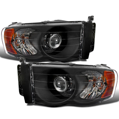 Ronnin - Compatible con Dodge Ram 1500 2500 3500 Pickup Truck 2002-2005 Par de faros proyectores de repuesto | Negro