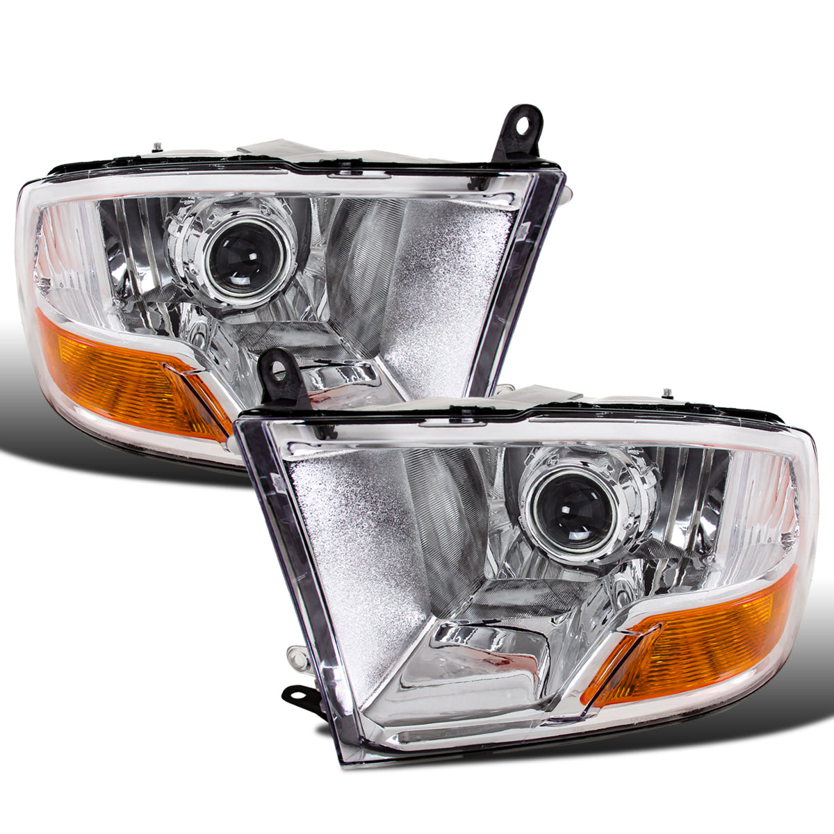 2009-2024 Ram 1500 2500 3500 Classic Pickup Truck Projector Headlights Replacement Assembly Pair | Chrome