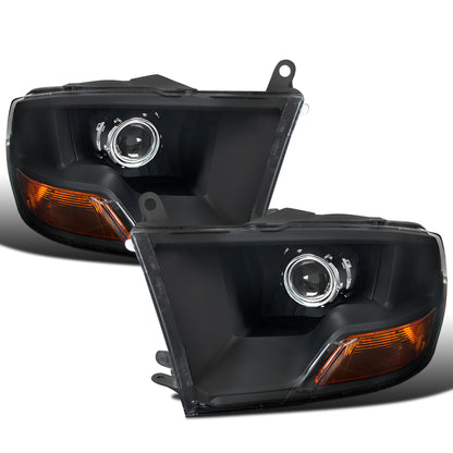 Ronnin - Compatible con Ram 1500 2500 3500 Classic Pickup Truck de 2009-2024, Par de Conjuntos de Faros Delanteros de Proyector de Repuesto | Negros