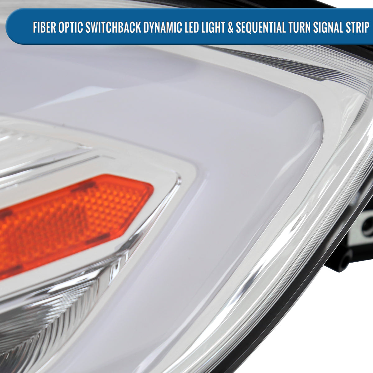 Ronnin - Fits 2013-2016 Dodge Dart Halogen Projector Headlights LED Switchback Sequential Turn Signals + Animated Startup Effect Parking Assembly Pair | Chrome